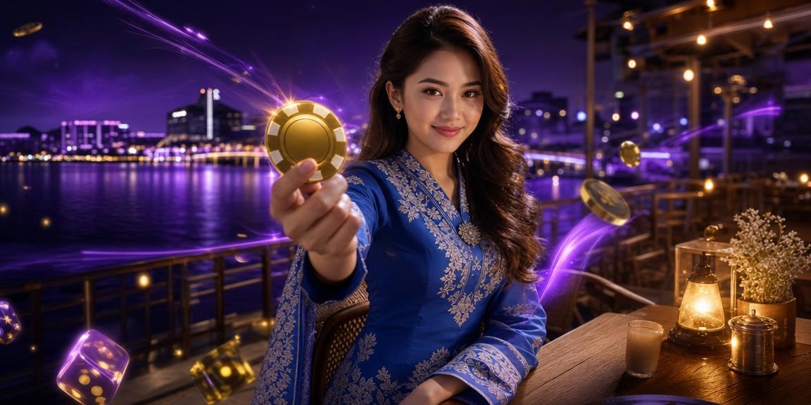 Pengguna Malaysia dalam baju kurung menggunakan aplikasi kasino 1meter dengan selamat